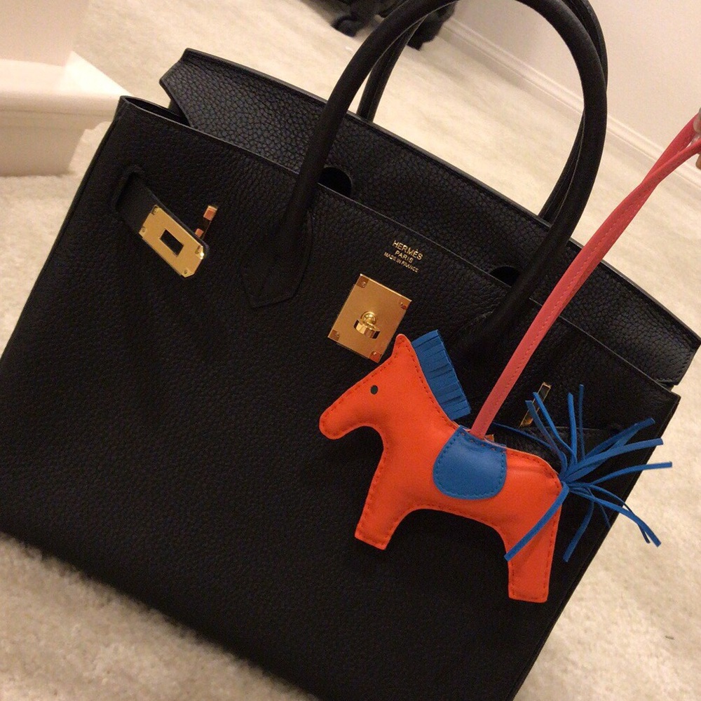 Hermes Rodeo Horse Bag Charm MM Poppy BlueZanzibar